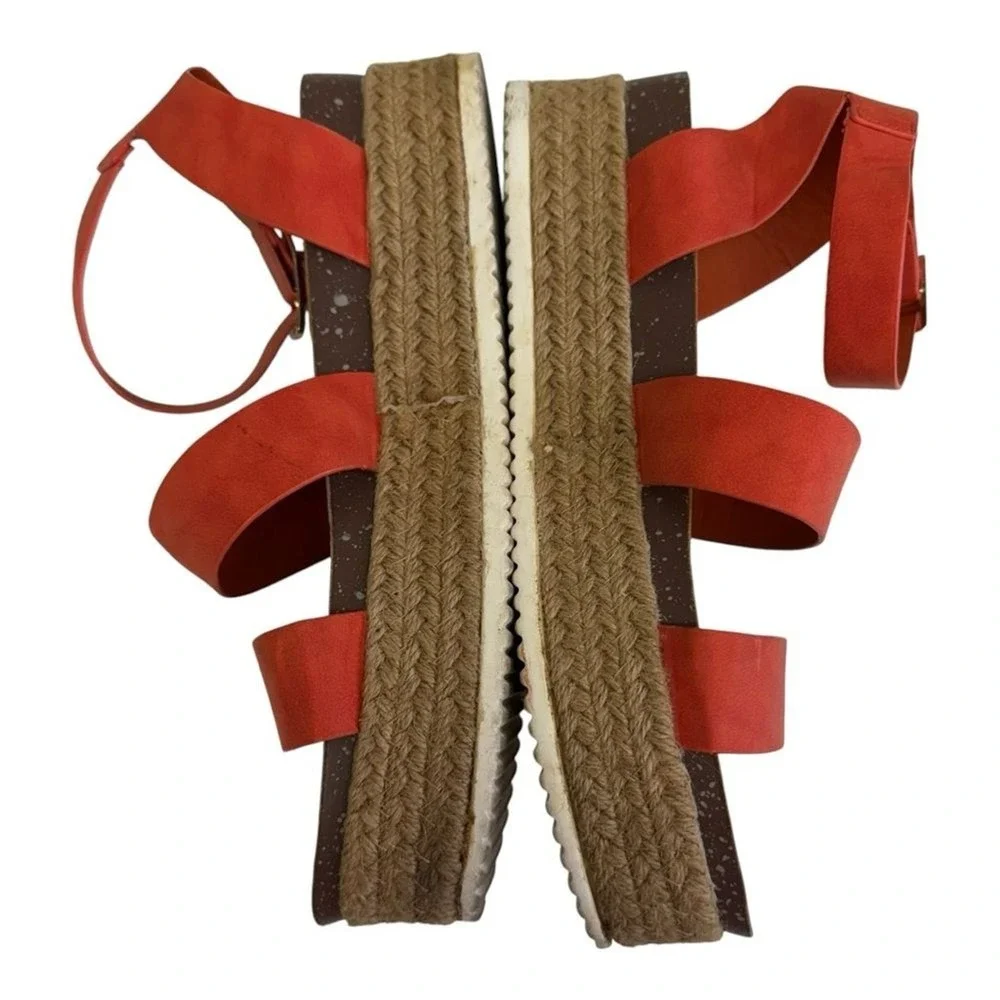 Platform Espadrille Sandals Coral Ankle Strap Buckle Summer Casual Shoes
